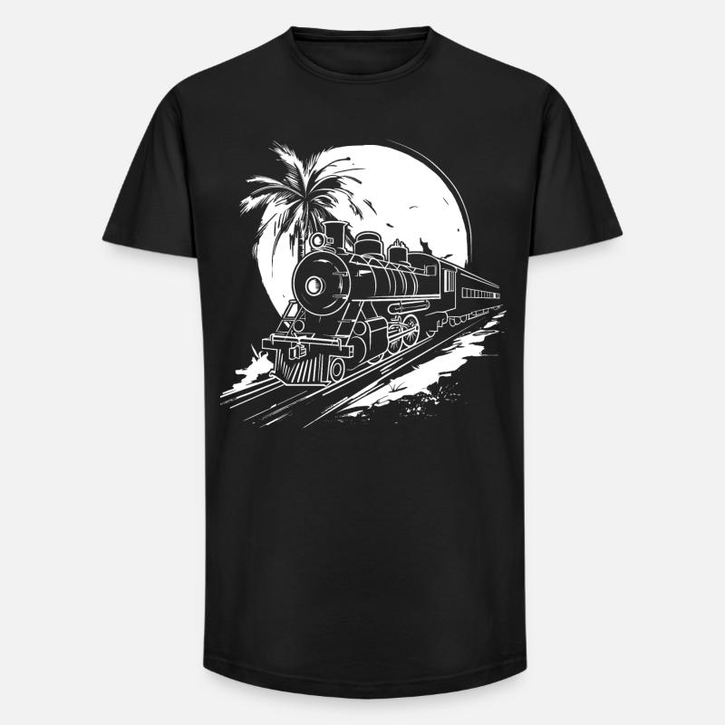 Eisenbahn Grafik - Long Fit Männer T-Shirt - Schwarz