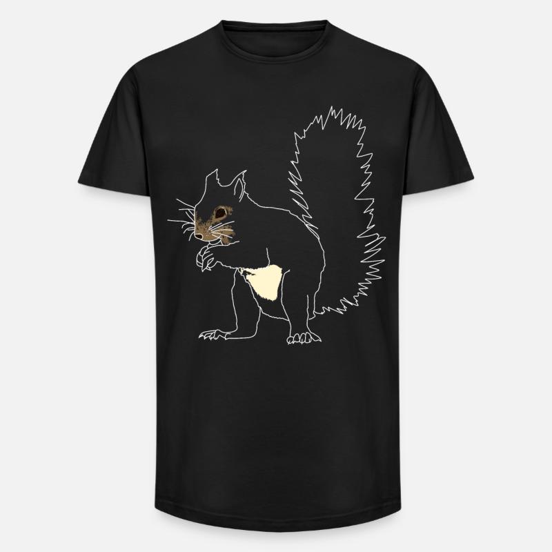 Eichhörnchen lineart - Long Fit Männer T-Shirt - Schwarz