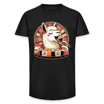 Sushi Lama Maki Geschenk - Long Fit Männer T-Shirt - Schwarz - Vorne - AI Model Male 185 light (185cm)