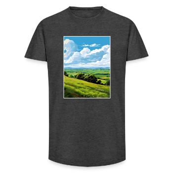 Blackdown Hills Aonb Reiseposter Souvenir WPA - Long Fit Männer T-Shirt - Anthrazit - Vorne - AI Model Male 185 light (185cm)