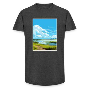 Strangford Lough Aonb Reiseposter Souvenir WPA - Long Fit Männer T-Shirt - Anthrazit - Vorne - AI Model Male 185 light (185cm)