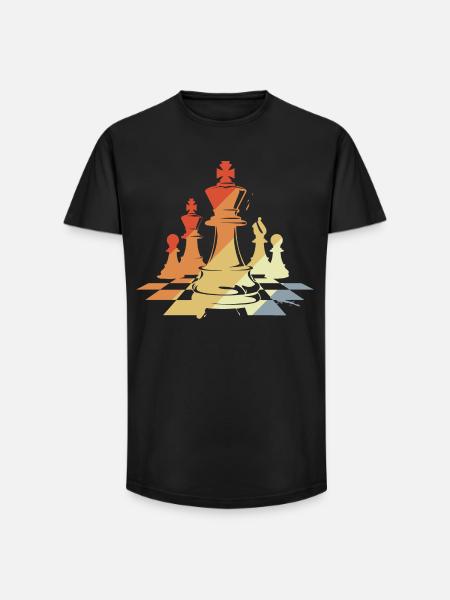Chess Pieces Sketch Retro - Long Fit Men's T-Shirt - black