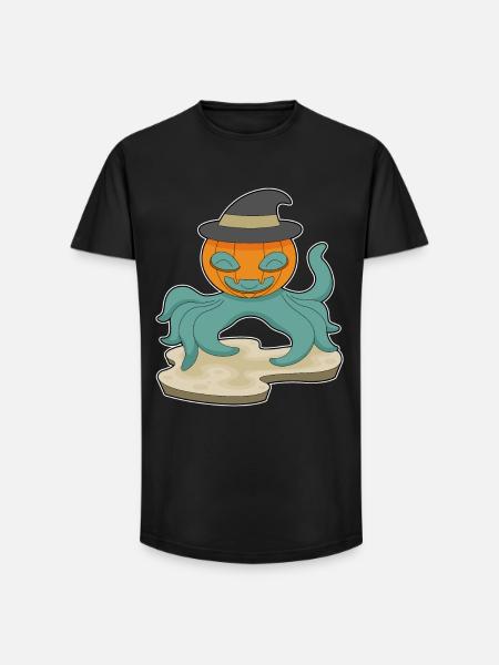Octopus Halloween Pumpkin - Long Fit Men's T-Shirt - black