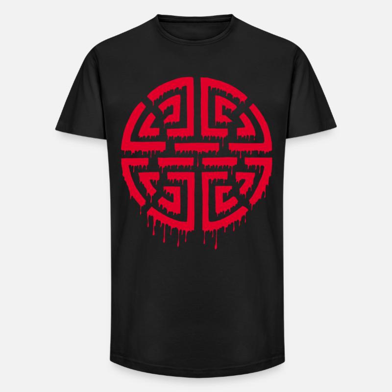 Graffiti eines roten Labyrinths - Long Fit Männer T-Shirt - Schwarz