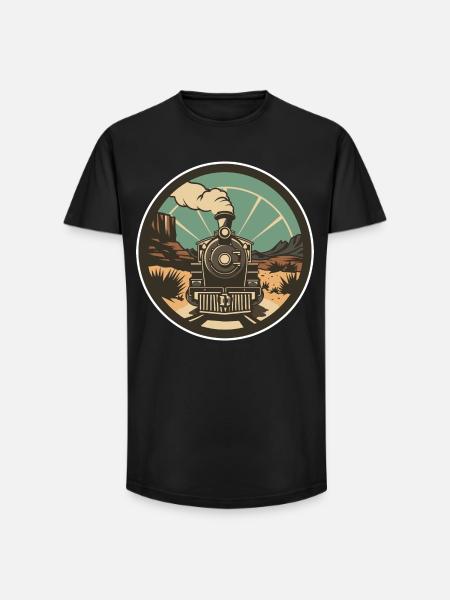Railway Illustration - Long Fit Men's T-Shirt - black