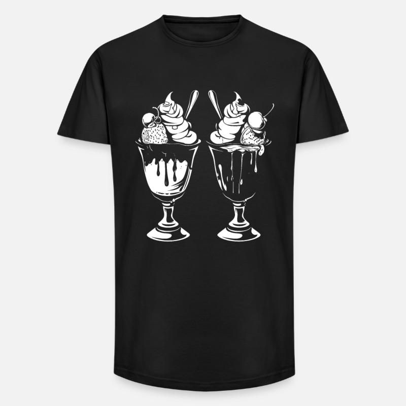 Graphique de coupe glacée - T-shirt coupe longue homme - noir