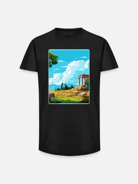 Ancient Greece Travel Poster Souvenir WPA - Long Fit Men's T-Shirt - black
