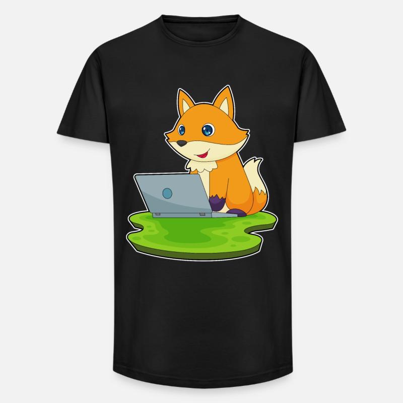 Fuchs Laptop - Long Fit Männer T-Shirt - Schwarz