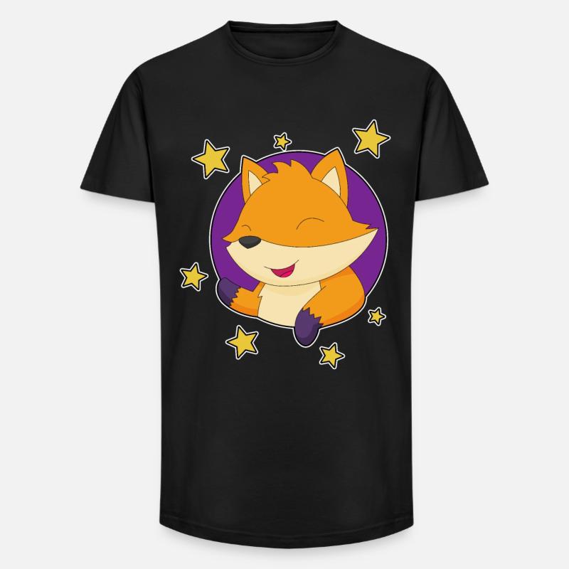 Fuchs Sterne - Long Fit Männer T-Shirt - Schwarz