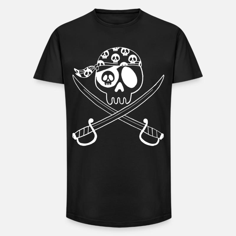 Piratenschädel (Weiß) - Long Fit Männer T-Shirt - Schwarz