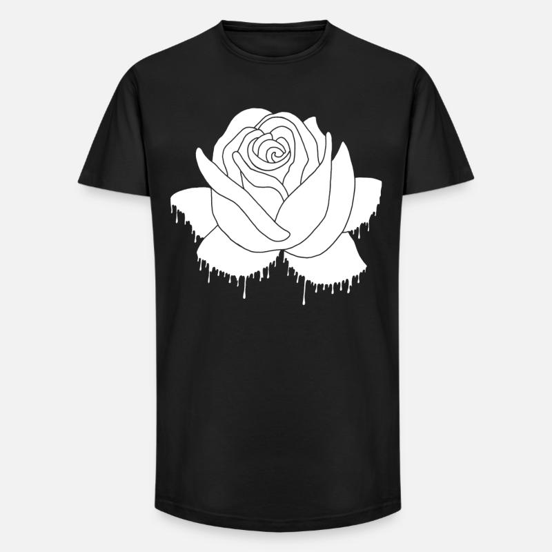 Graffiti einer weißen Rose - Long Fit Männer T-Shirt - Schwarz
