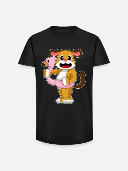 Dog Flamingo - Long Fit Men's T-Shirt - black