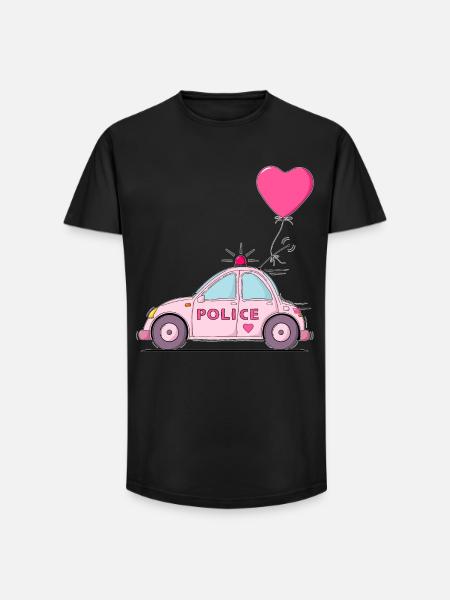 Police Heart Pink - Long Fit Men's T-Shirt - black