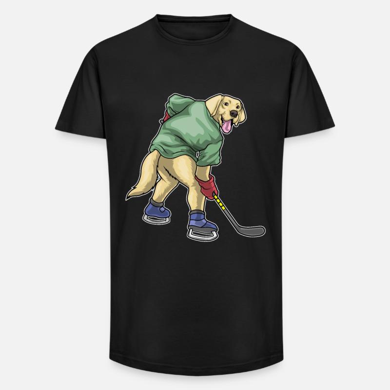 Labrador Eishockey Eishockeyschläger - Long Fit Männer T-Shirt - Schwarz