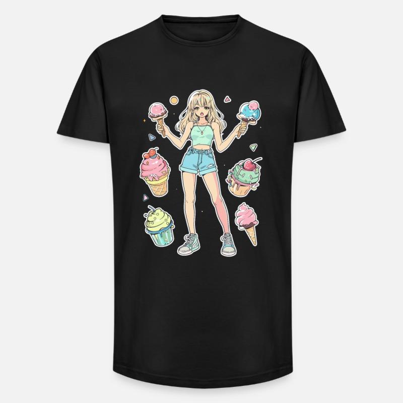 Eiscreme Mädchen - Long Fit Männer T-Shirt - Schwarz