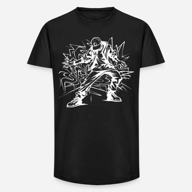 Breakdancer Zeichnung - Long Fit Männer T-Shirt - Schwarz