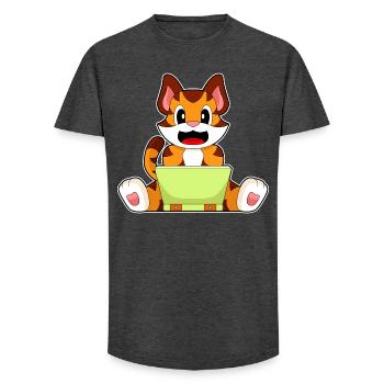 Ordinateur portable Tiger - T-shirt coupe longue homme - charbon - Devant - AI Model Male 185 light (185cm)