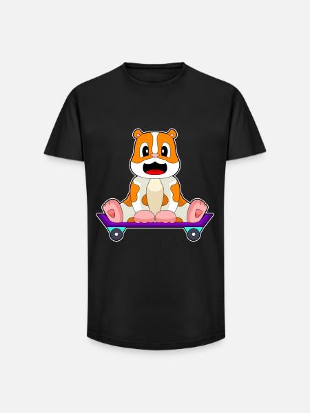 Hamster Skater Skateboard - Long Fit Men's T-Shirt - black