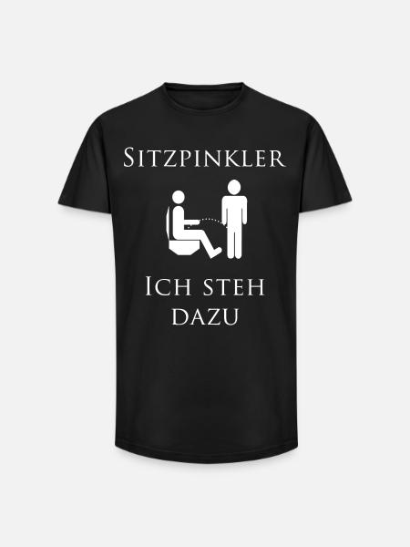 Sitzpinkler - ich steh dazu - Long Fit Männer T-Shirt - Schwarz