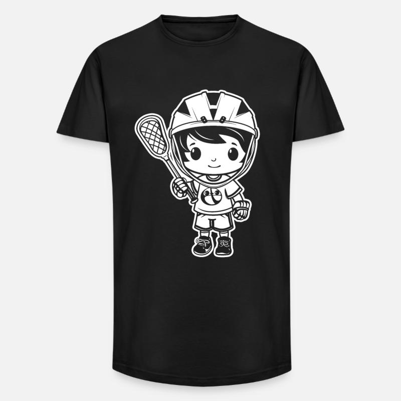 Lacrosse Junge - Long Fit Männer T-Shirt - Schwarz