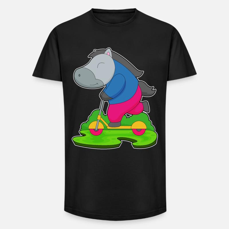 Pferd Roller - Long Fit Männer T-Shirt - Schwarz