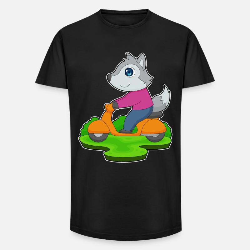 Wolf Motorroller - Long Fit Männer T-Shirt - Schwarz