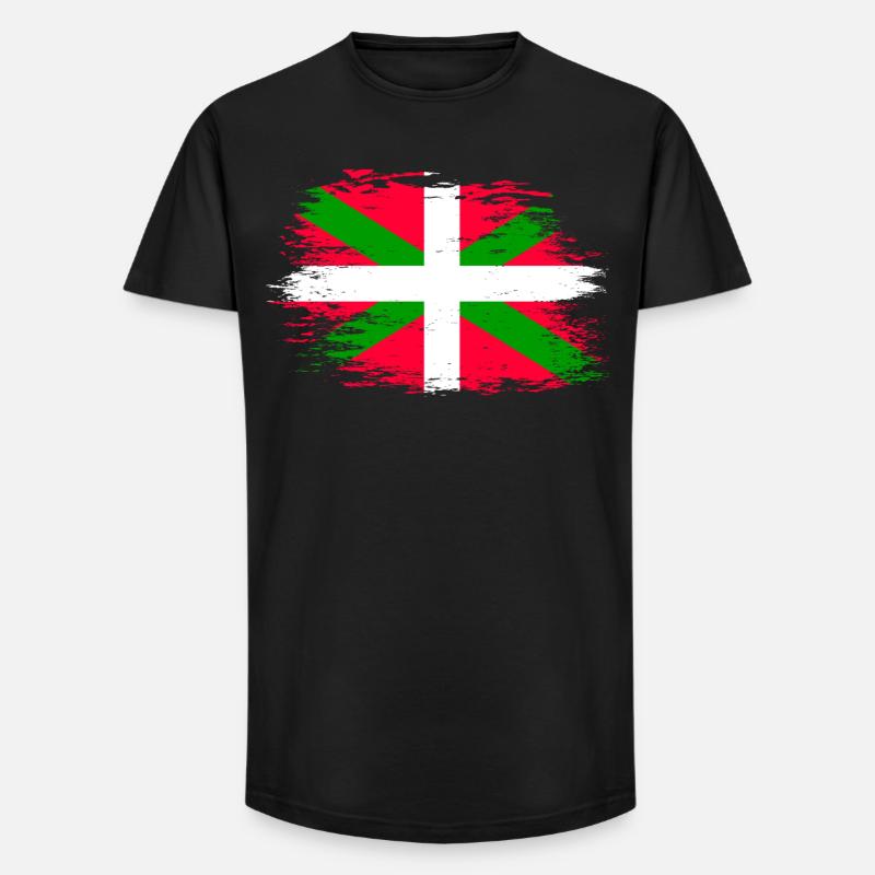 Drapeau basque utilisé - T-shirt coupe longue homme - noir