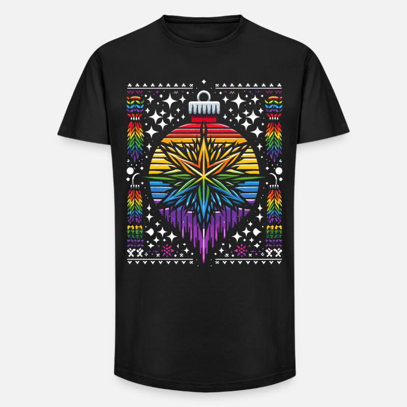 Christbaumkugel Strickmuster Regenbogen LGBTQ+ - Long Fit Männer T-Shirt - Schwarz