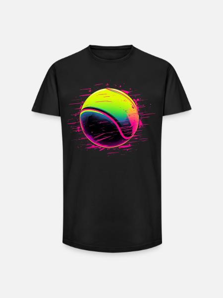 Tennis Ball Synthwave Style - Long Fit Men's T-Shirt - black