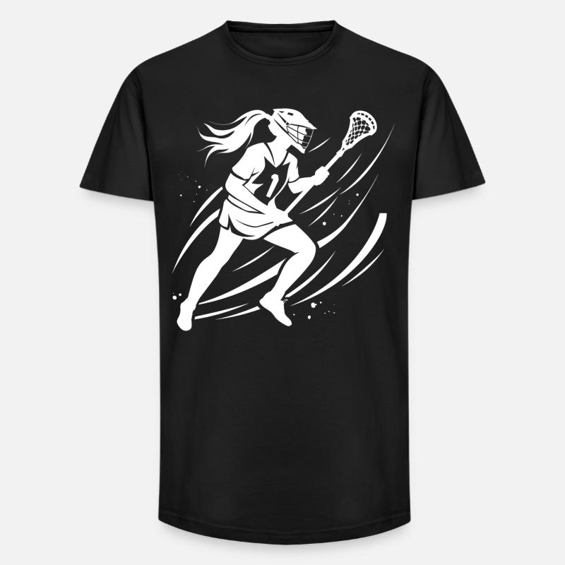 Lacrosse Mädchen - Long Fit Männer T-Shirt - Schwarz