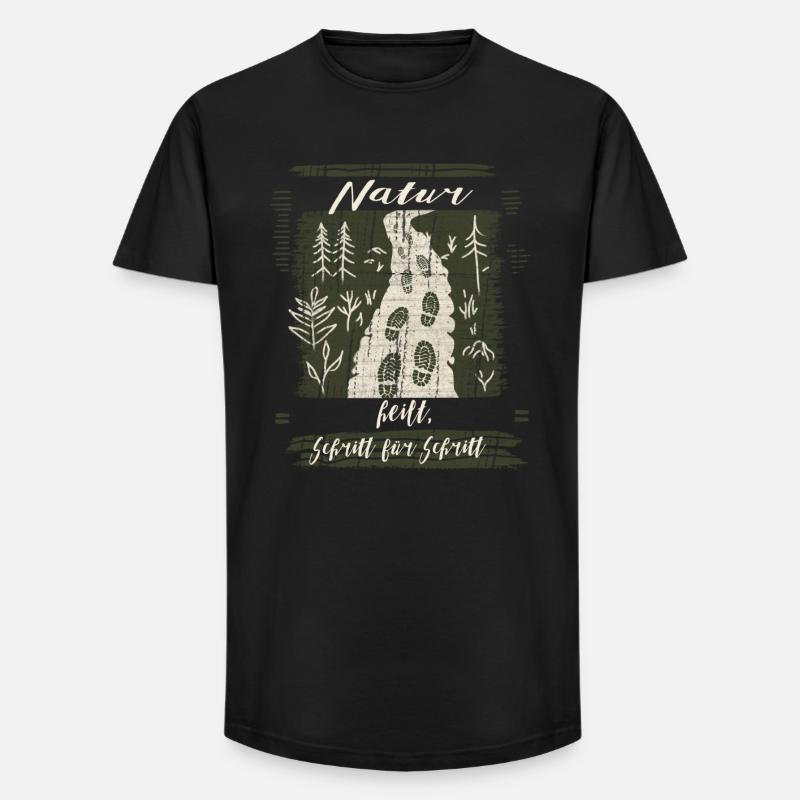 Nature heals step by step - motivation - Long Fit Men's T-Shirt - black