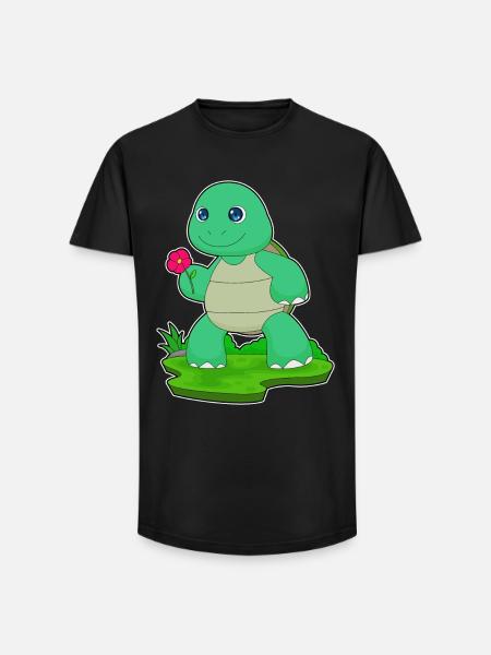 Turtle Flower - Long Fit Men's T-Shirt - black