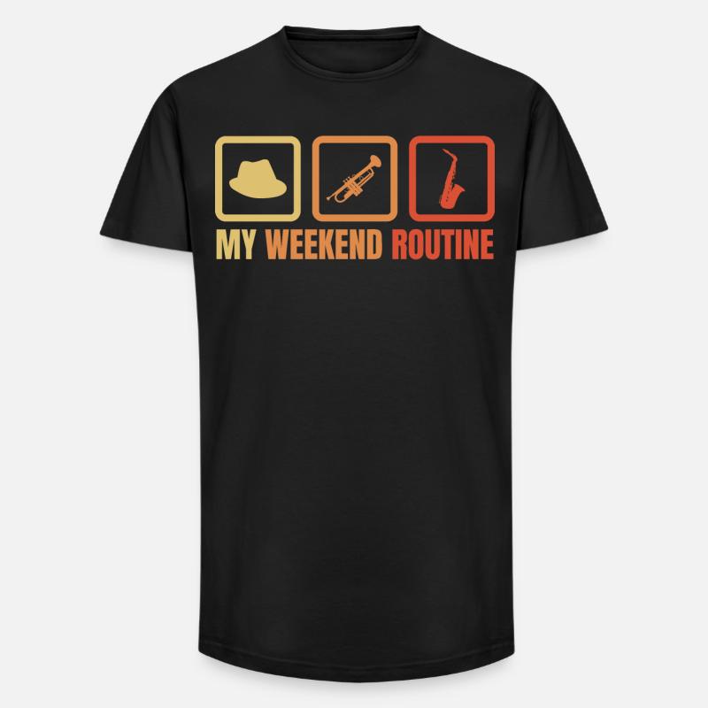 Trompeter Wochenendroutine - Long Fit Männer T-Shirt - Schwarz