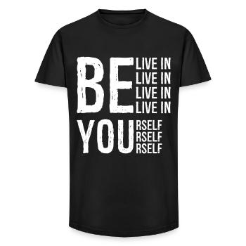 BELIVE IN YOURSELF - Long Fit Men's T-Shirt - black - Front - AI Model Male 185 light (185cm)