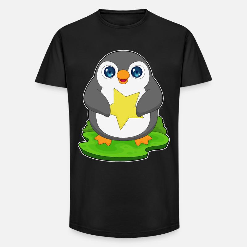 Pinguin Stern - Long Fit Männer T-Shirt - Schwarz