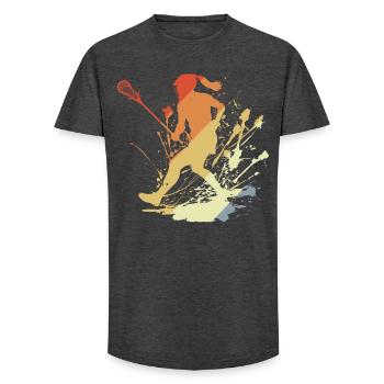 Vintage Lacrosse Girls - Long Fit Men's T-Shirt - charcoal grey - Front - AI Model Male 185 light (185cm)