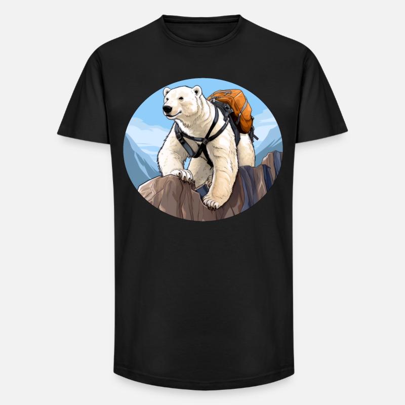 Eisbären Wandern / Bergsteiger Eisbär - Long Fit Männer T-Shirt - Schwarz