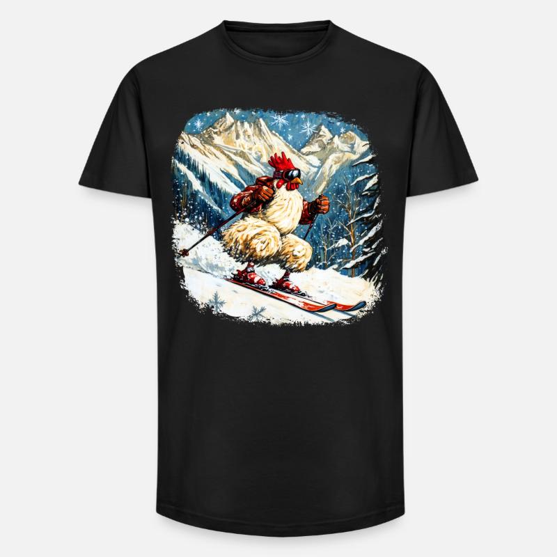 Ski Hühner - Long Fit Männer T-Shirt - Schwarz