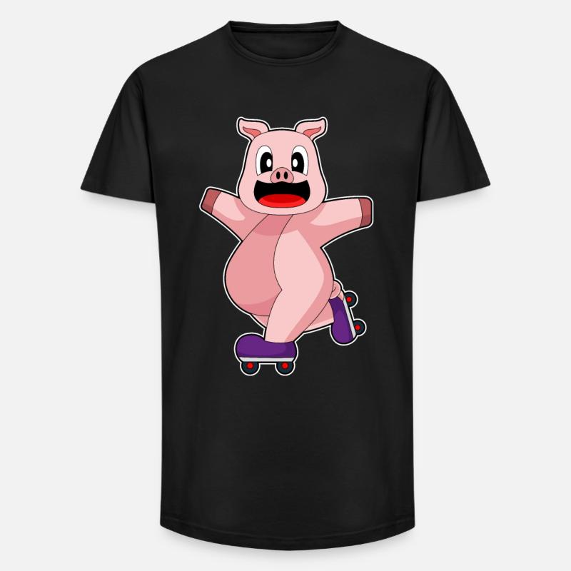 Schwein Inline skating Rollschuhe - Long Fit Männer T-Shirt - Schwarz