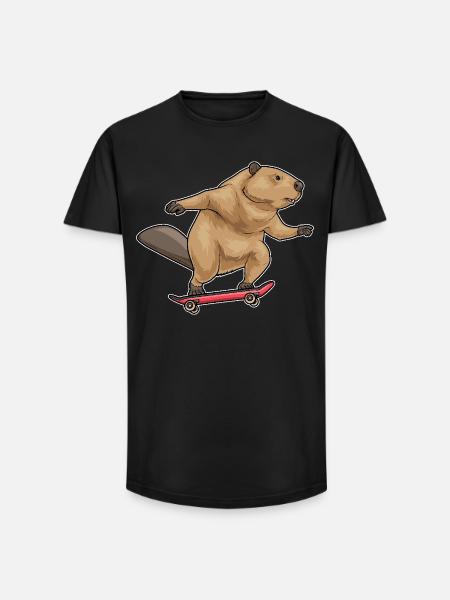 Beaver Skater Skateboard - Long Fit Men's T-Shirt - black
