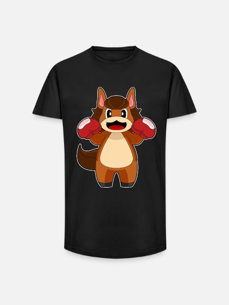 Pferd Boxer Boxhandschuhe Boxen - Long Fit Männer T-Shirt - Schwarz