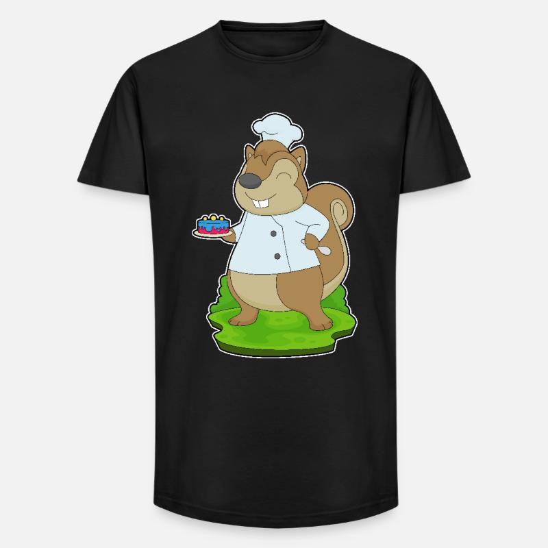 Squirrel Birthday Chef - Long Fit Men's T-Shirt - black