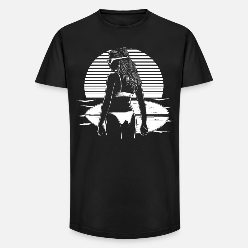 Weiblicher Surfer - Long Fit Männer T-Shirt - Schwarz