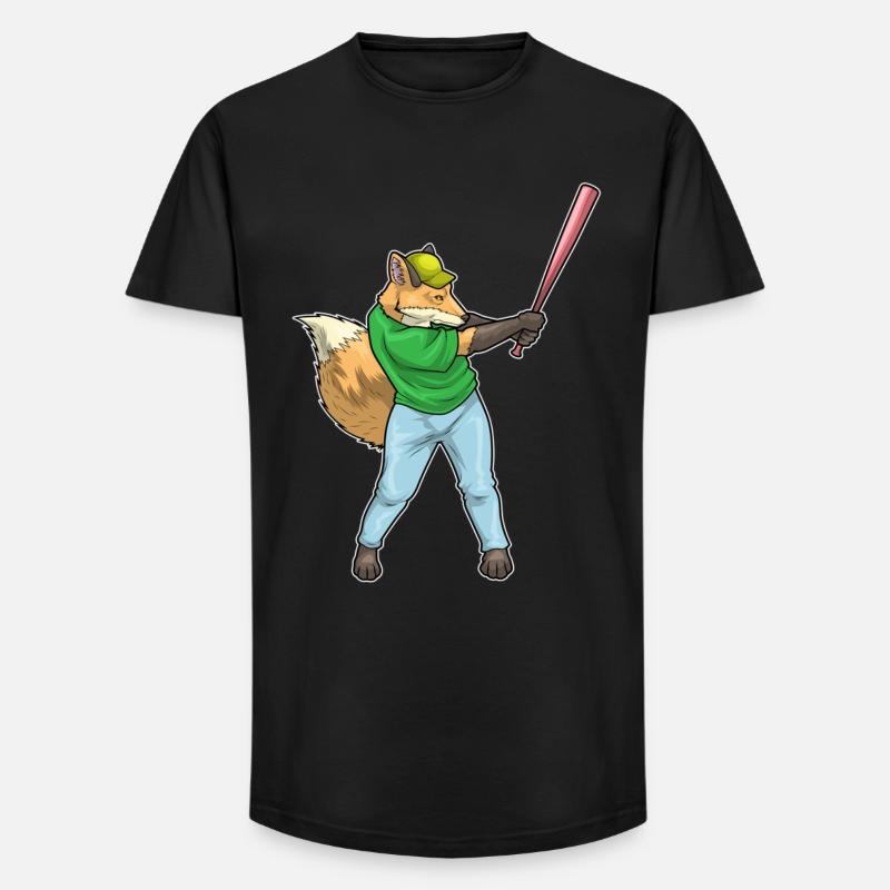 Fuchs Baseball Baseballschläger - Long Fit Männer T-Shirt - Schwarz