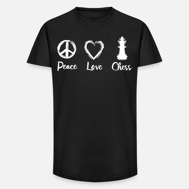 Peace Love Chess - Long Fit Männer T-Shirt - Schwarz