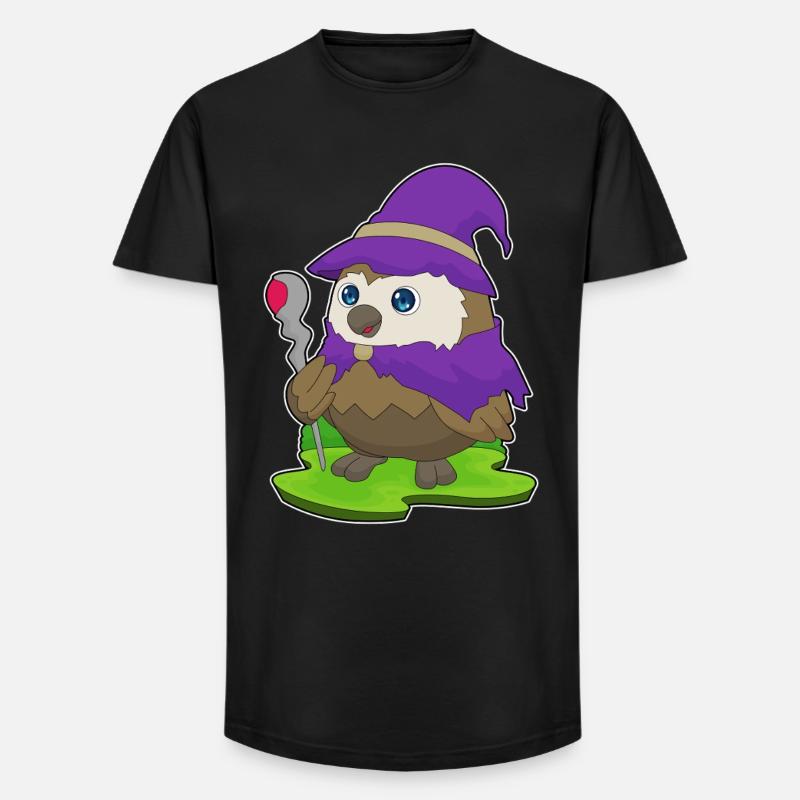 Eule Halloween Hexe - Long Fit Männer T-Shirt - Schwarz