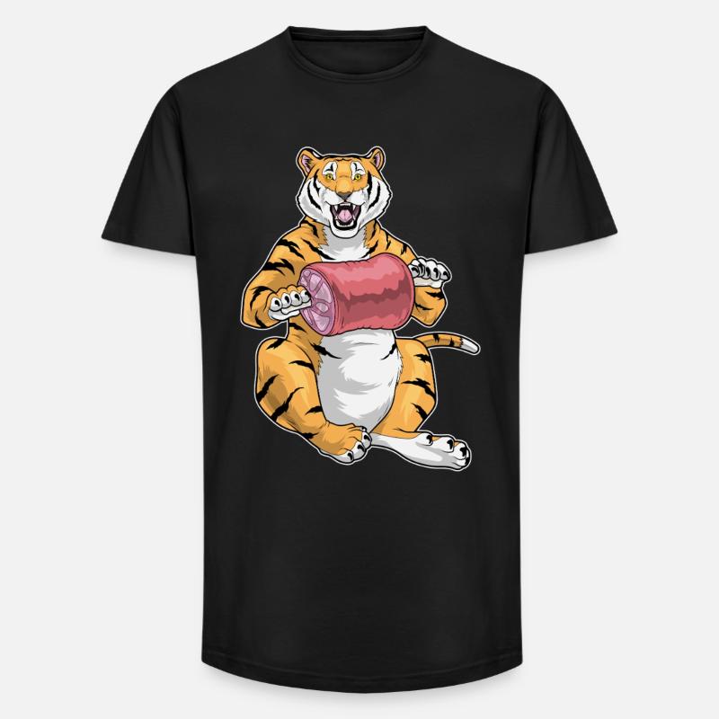 Tiger Fleisch - Long Fit Männer T-Shirt - Schwarz