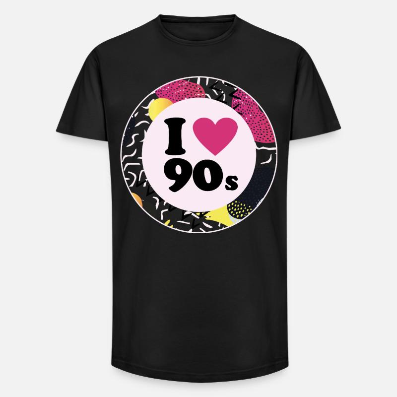 I ♥ 90s – Nostalgic retro design - Long Fit Men's T-Shirt - black