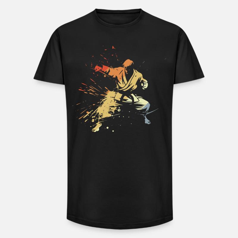 Karate Junge Grafik - Long Fit Männer T-Shirt - Schwarz