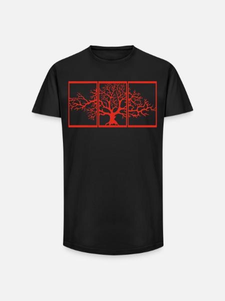 Nature view (red) - Long Fit Men's T-Shirt - black